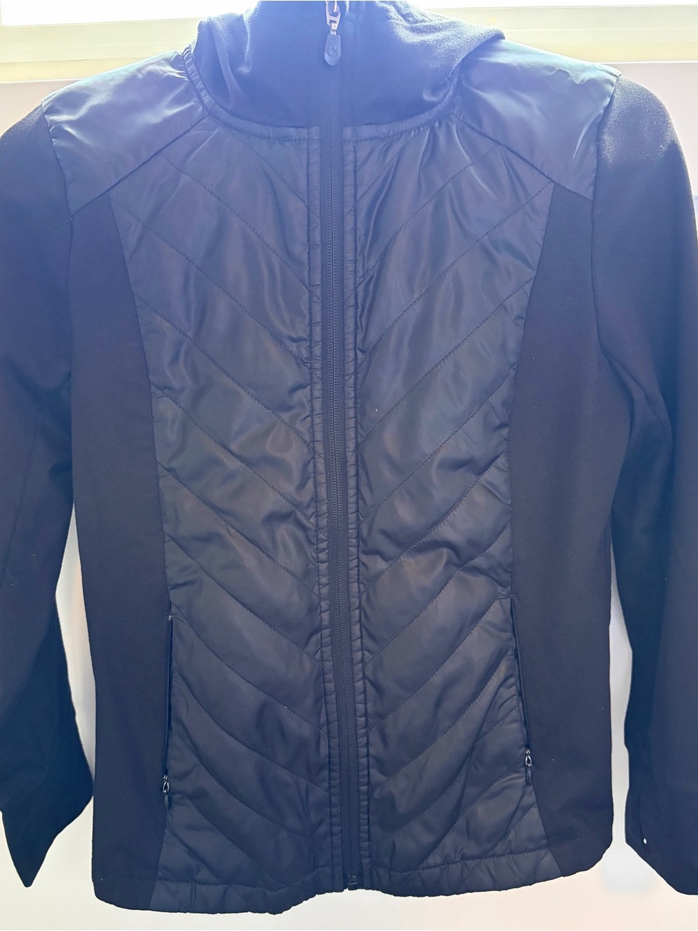 Kyodan Black Quilted Hybrid Jacket with Hood